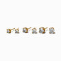 Gold-tone Stainless Steel Cubic Zirconia Round Stud Earrings - 3 Pack,