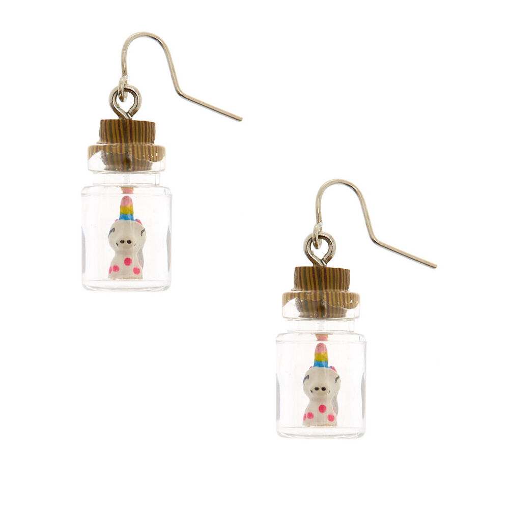 Pendants d'oreilles licorne en bouteille,