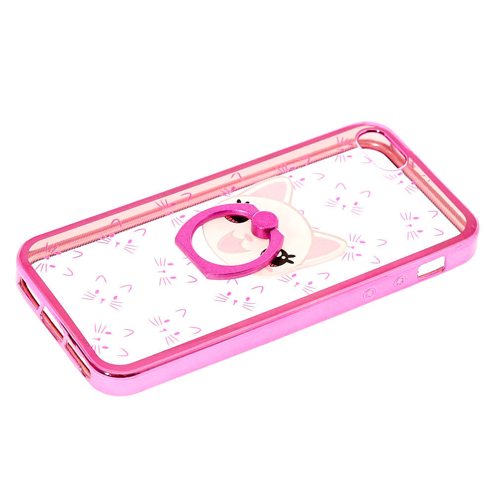Pink Cat Ring Grip Phone Case,