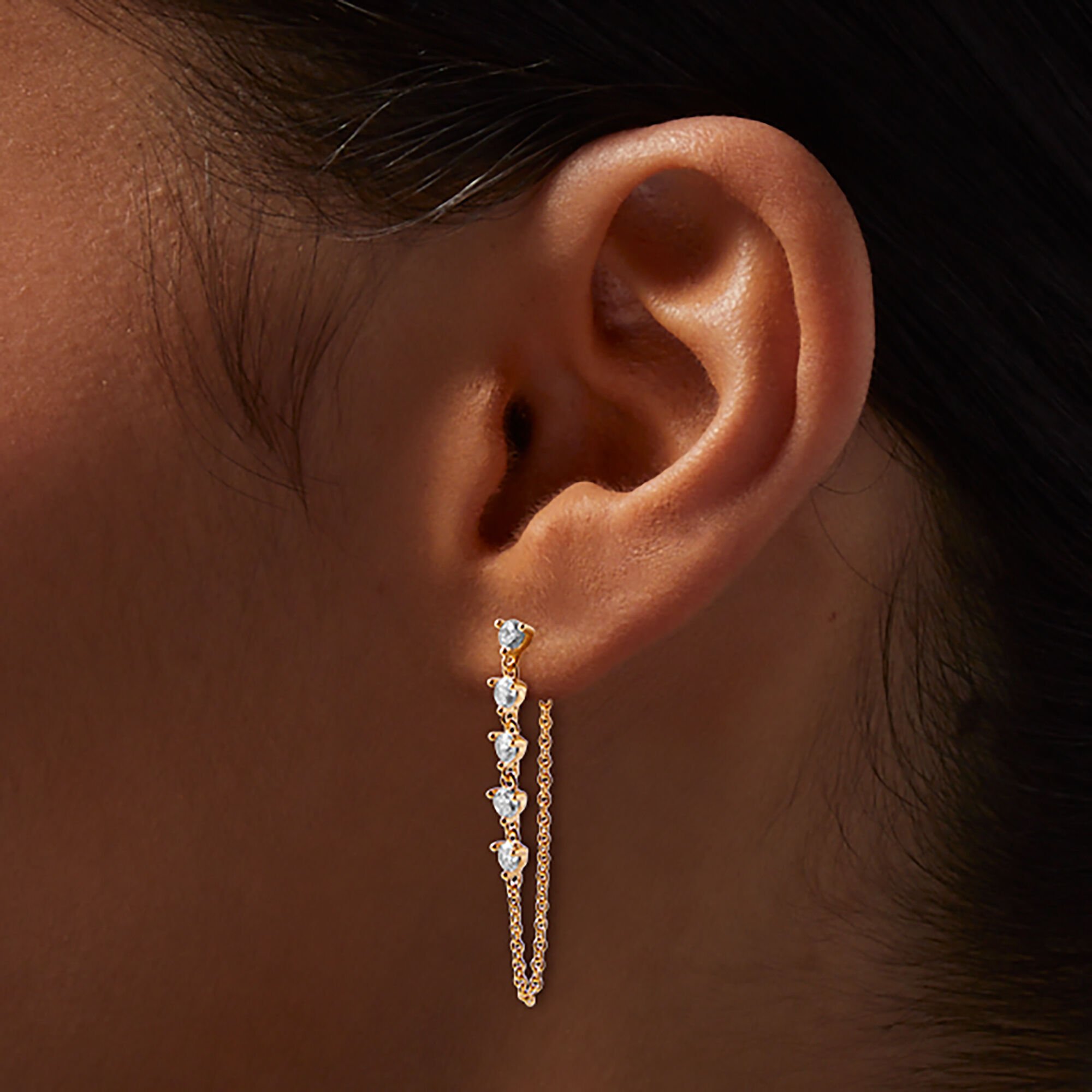 C LUXE by Claire's 18kt Gold Plated Cubic Zirconia Linear Front & Back Earrings,