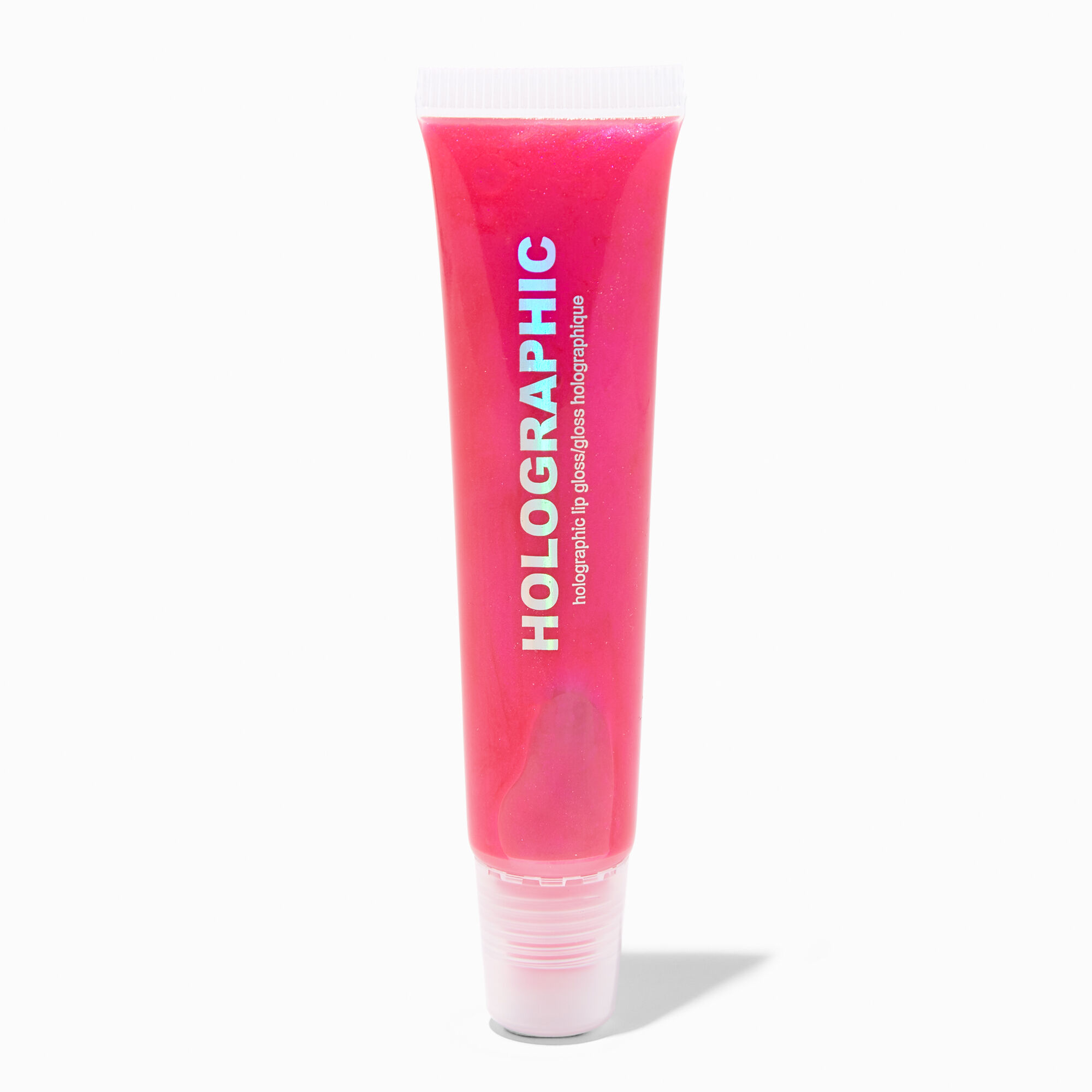 View Claires Holographic Hot Glossy Lip Gloss Tube Pink information