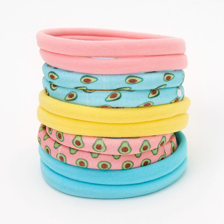Pastel Avocado Rolled Hair Ties - 10 Pack,
