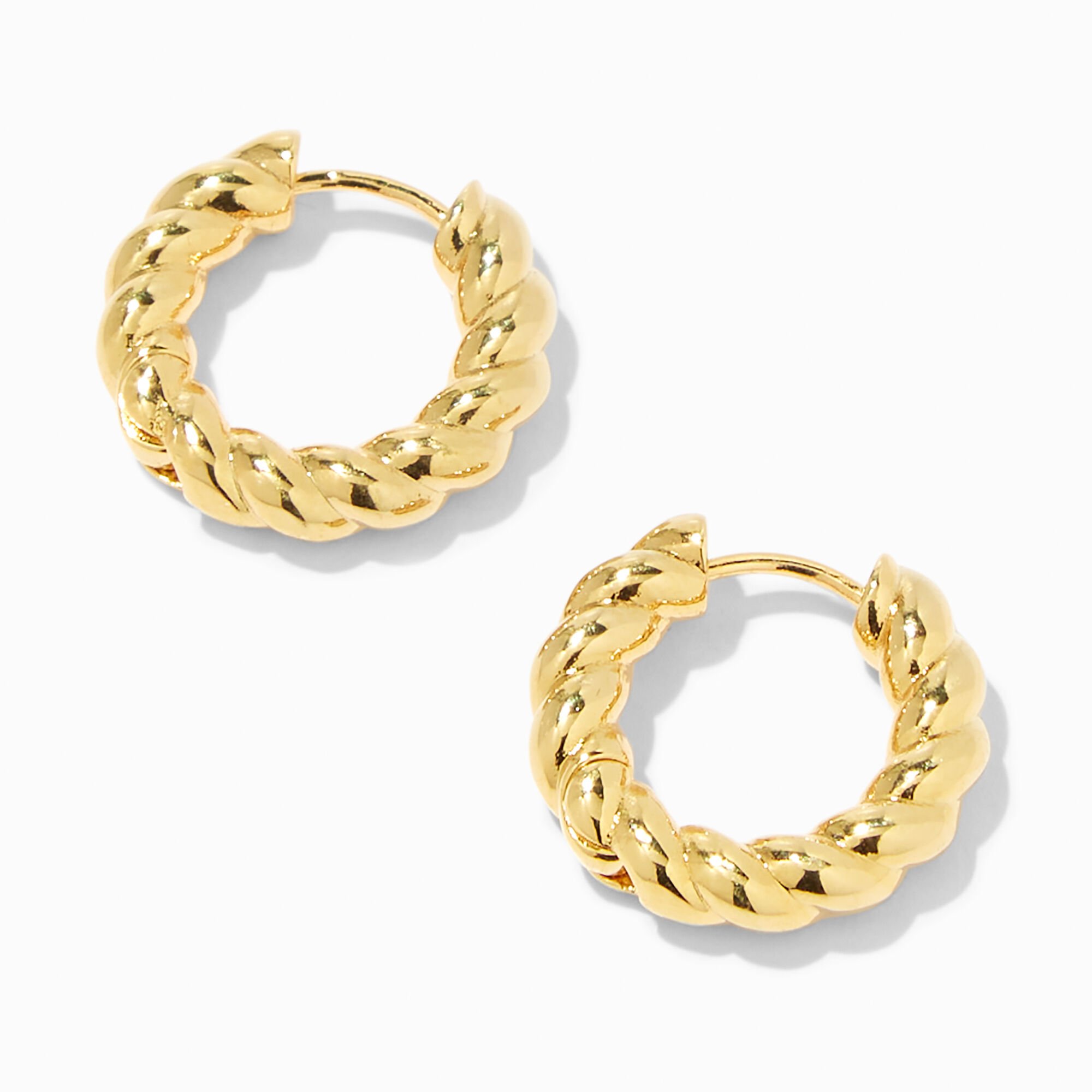 View Claires 18K Plated 12MM Twisted Clicker Hoop Earrings Gold information