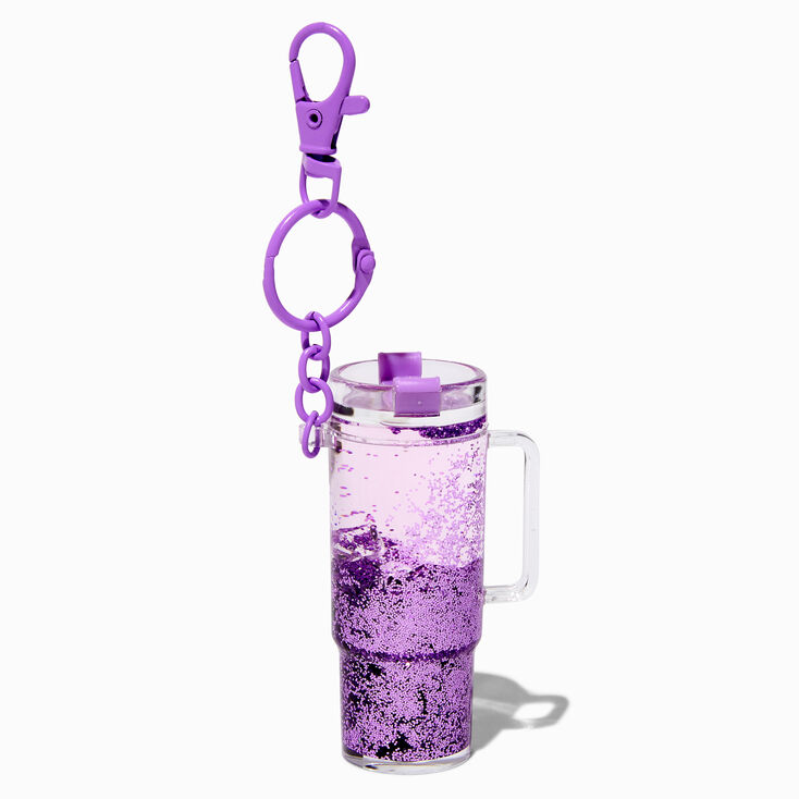 Purple Tumbler Water-Filled Glitter Keychain,