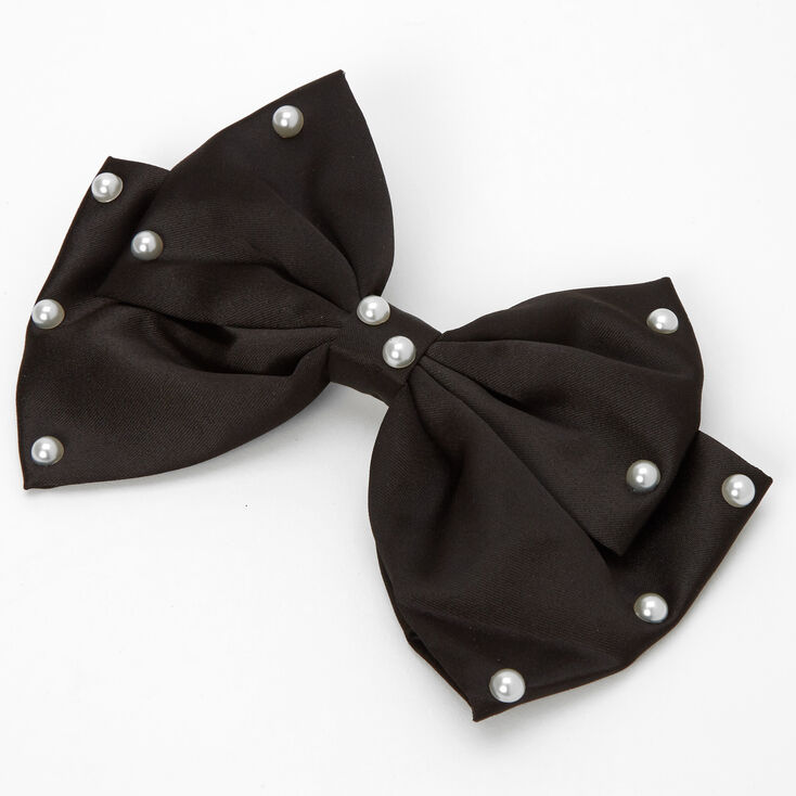 Claire's Club Pearl Hair Bow Clip - Black