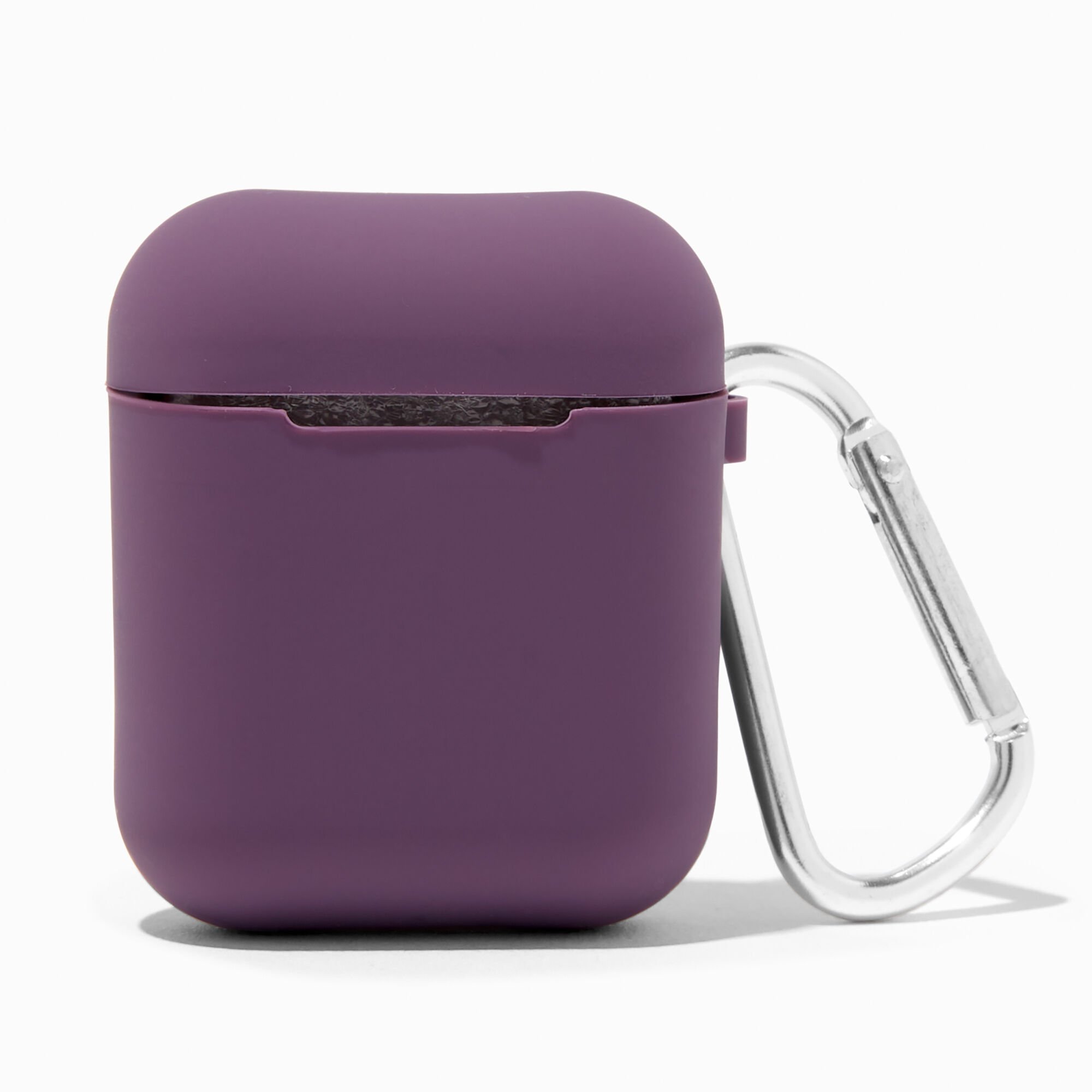 View Claires Solid Dark Silicone Earbud Case Cover Compatible With Apple Airpods Purple information