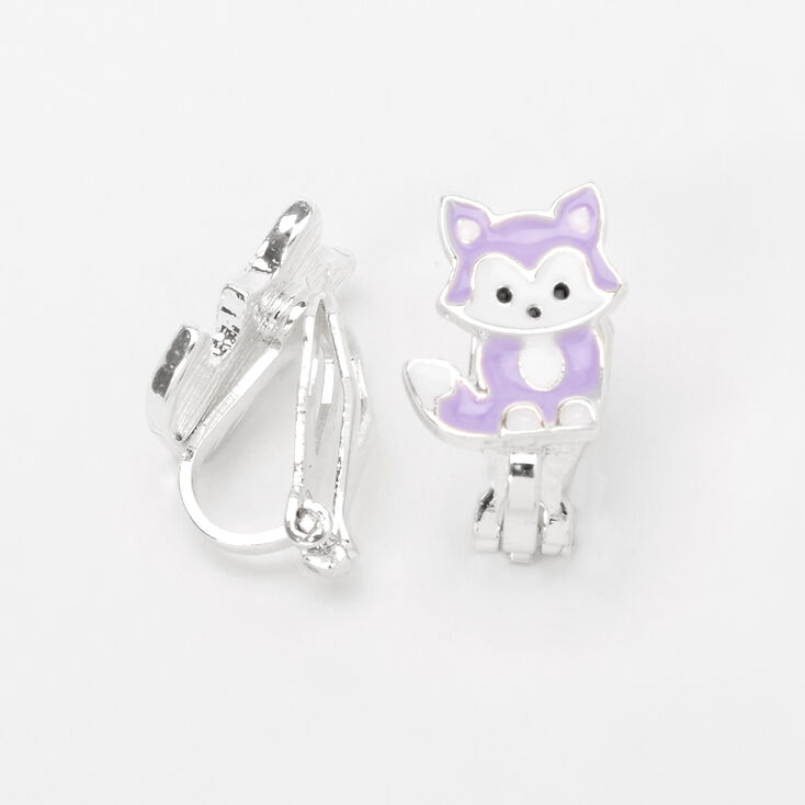 Pastel Purple Fox Clip-On Stud Earrings,