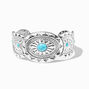Silver-tone Turquoise Medallion Band Cuff Bracelet,