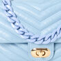 Light Blue Quilted Chainlink PVC Crossbody Bag,