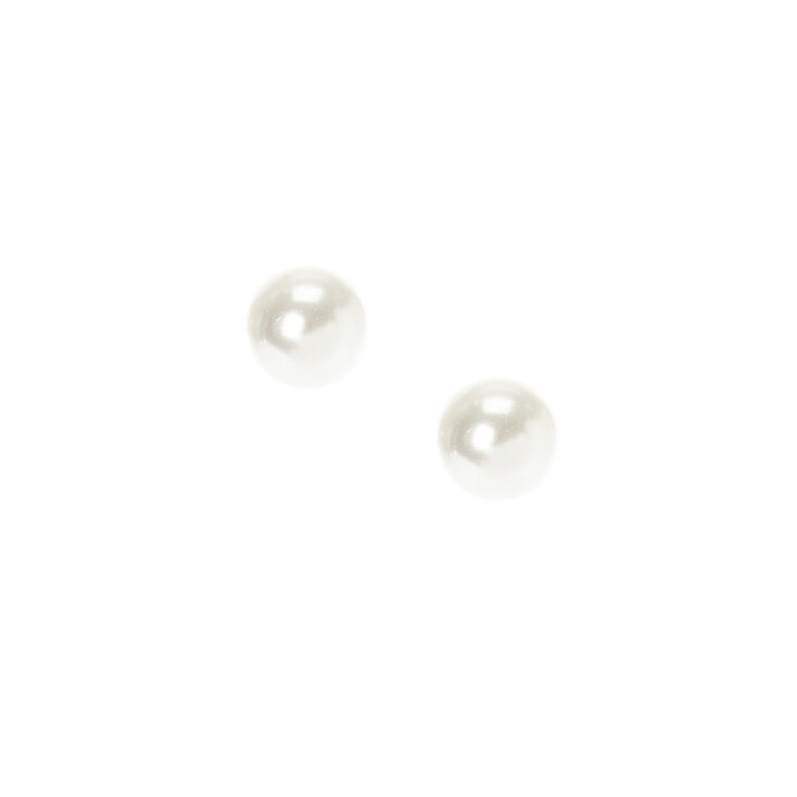 Clous d&#39;oreilles perle d&#39;imitation blanche 6MM,