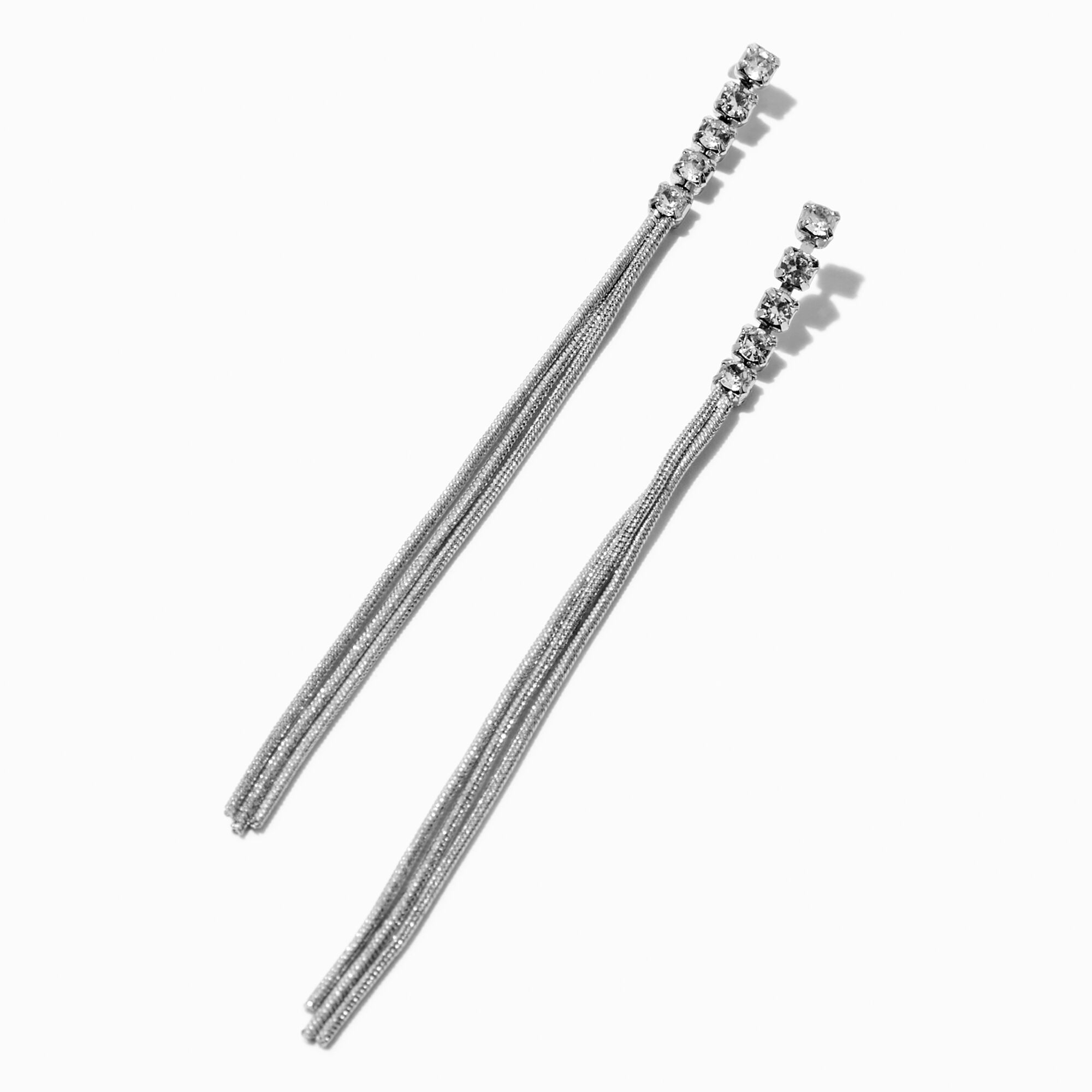 View Claires Tone Slinky Cupchain 4 Linear Drop Earrings Silver information