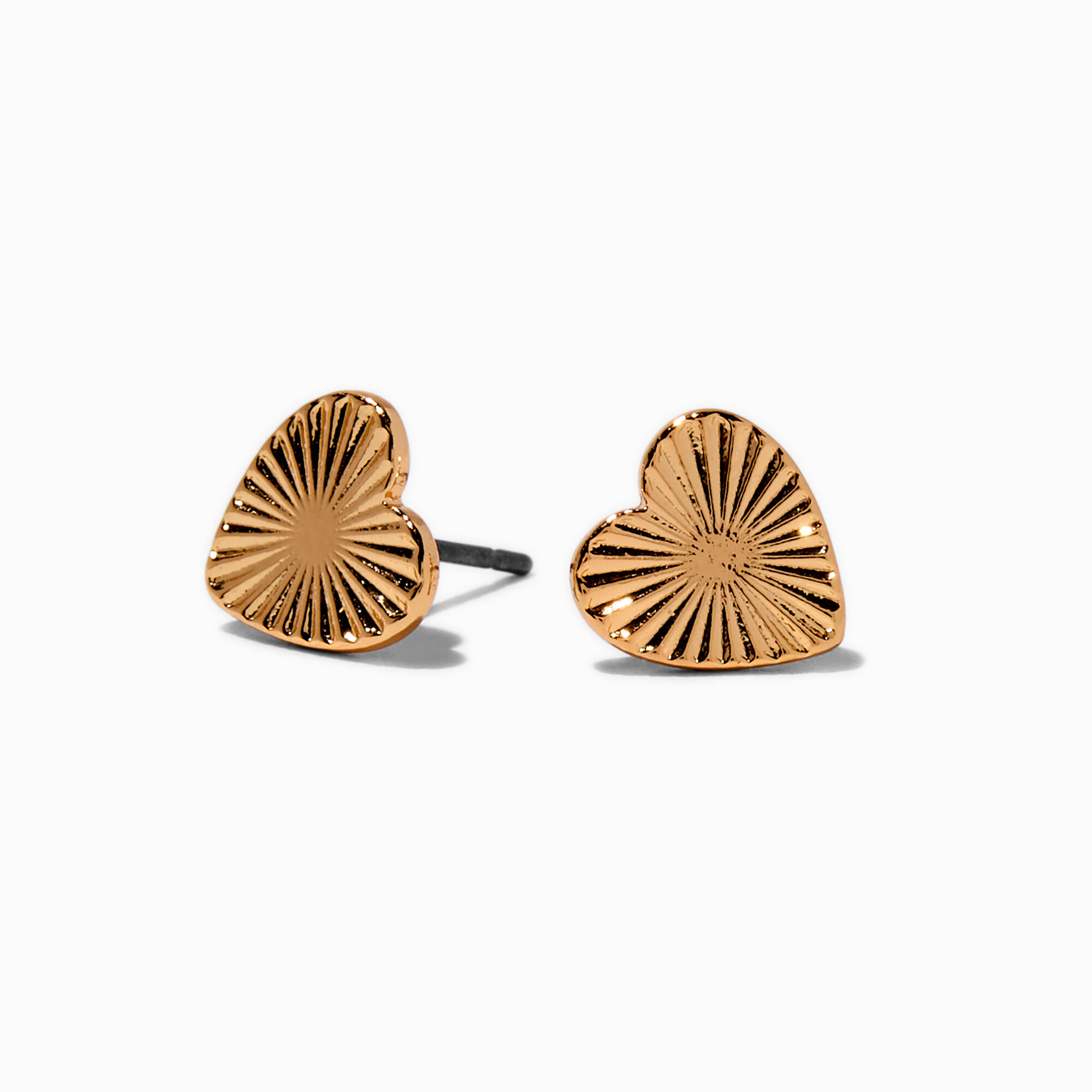 View Claires Tone Radiating Heart Stud Earrings Gold information