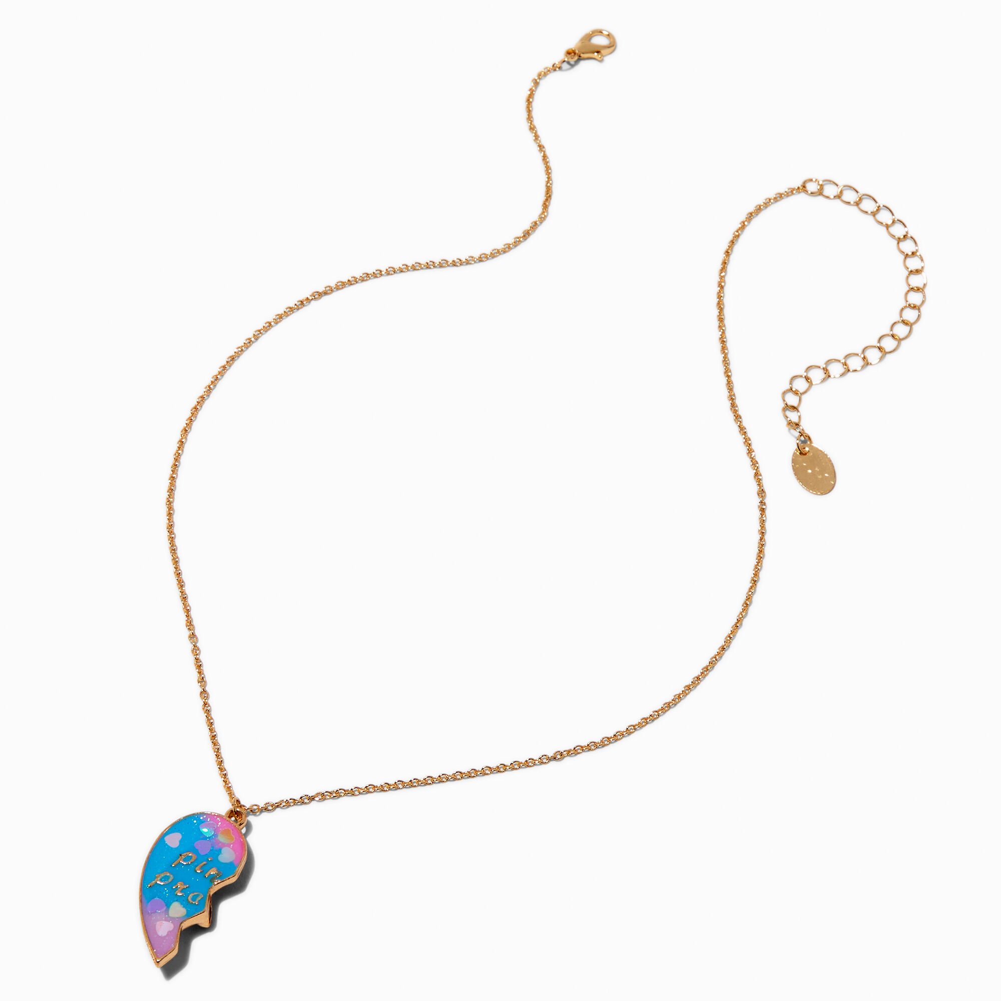 Colliers à pendentif Promesse du petit doigt cœur fendu best friends - Lot de 2,