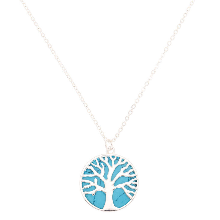 Claire's Collier à pendentif arbre de vie couleur turquoise