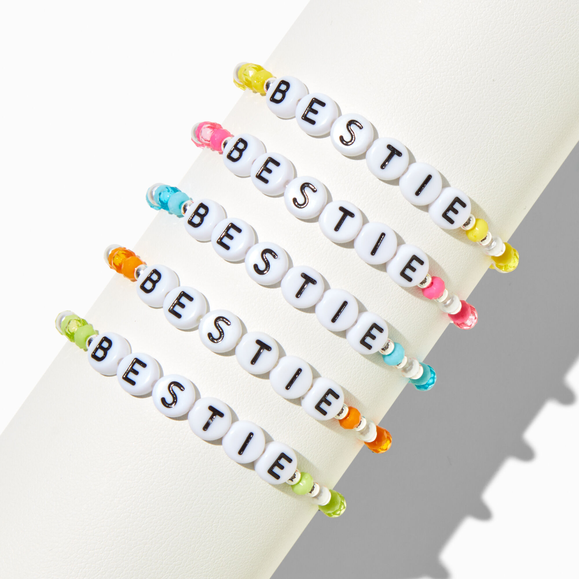 Bracelets élastiques en billes arc-en-ciel best friends - Lot de 5,
