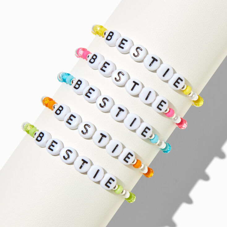 Bracelets &eacute;lastiques en billes arc-en-ciel best friends - Lot de 5,