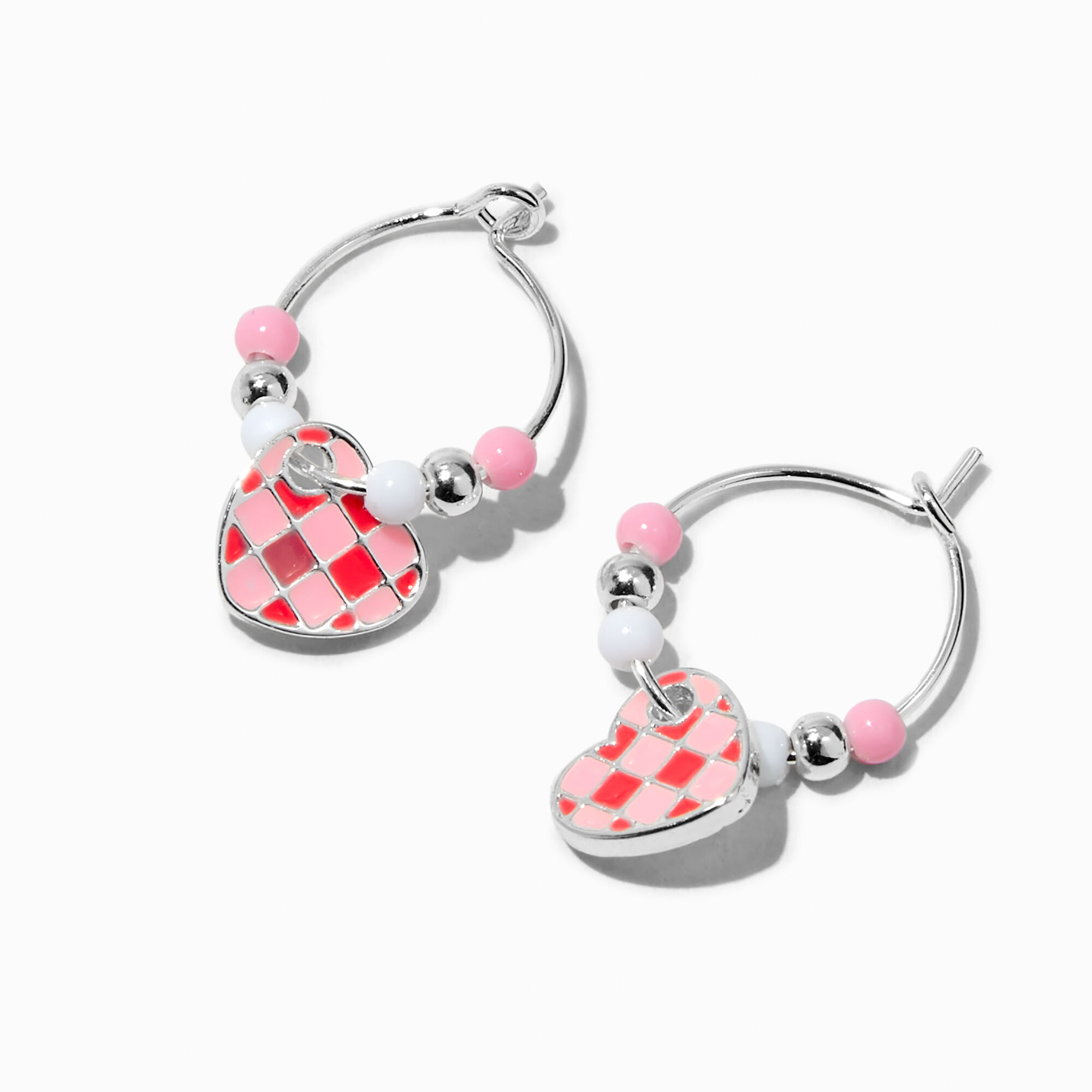 UV Colour-Changing Heart Beaded Hoop 1" Drop Earrings,