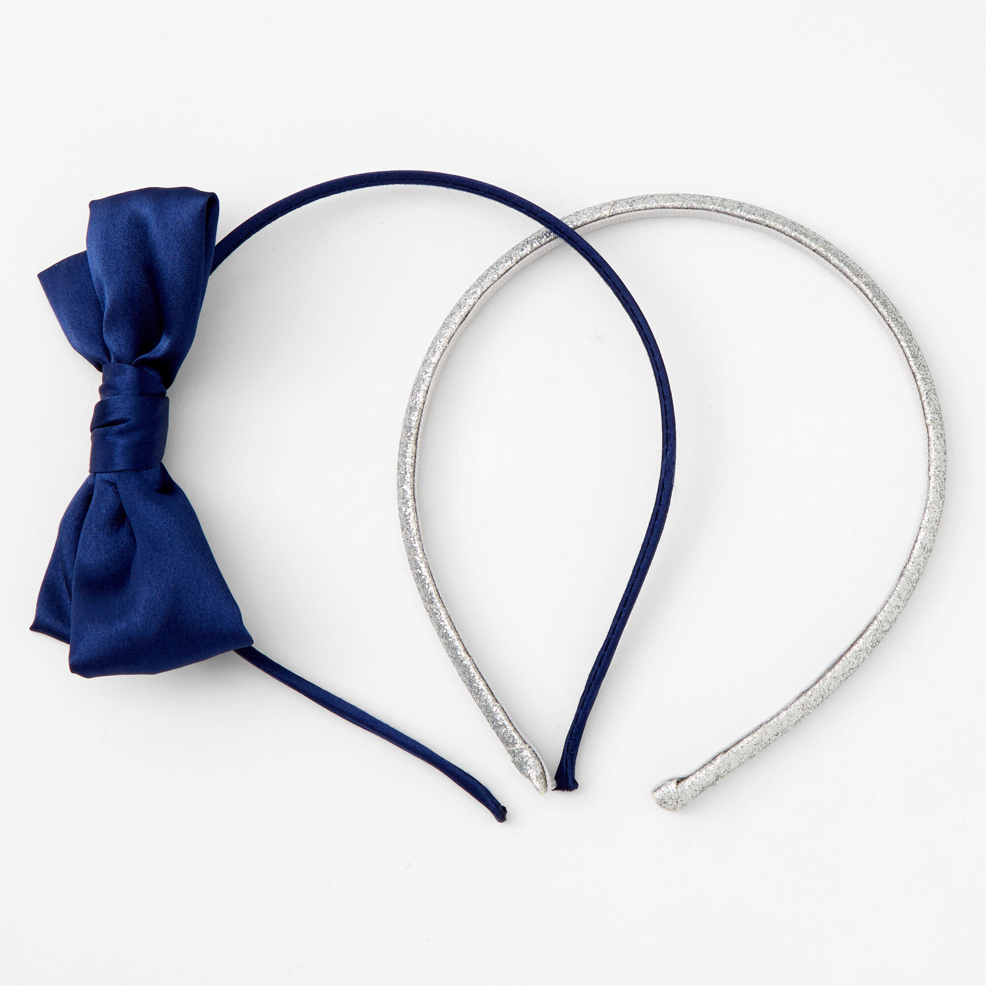 Claire's Club Jewel-Tone Glitter Bow Headbands - Navy, 2 Pack,