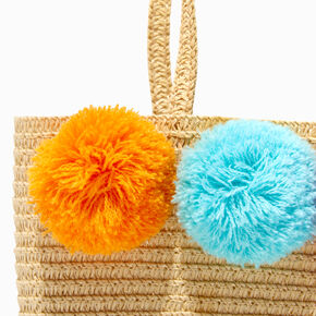 Claire&#39;s Club Rainbow Puff Straw Tote,