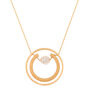 Gold Orbit Horseshoe Long Pendant Necklace,