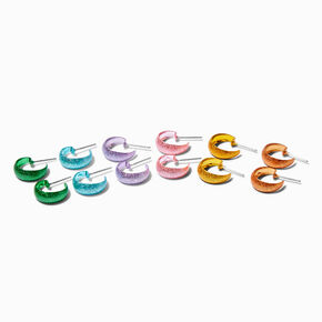 Textured Rainbow Hoop Earring Set - 6 Pack,