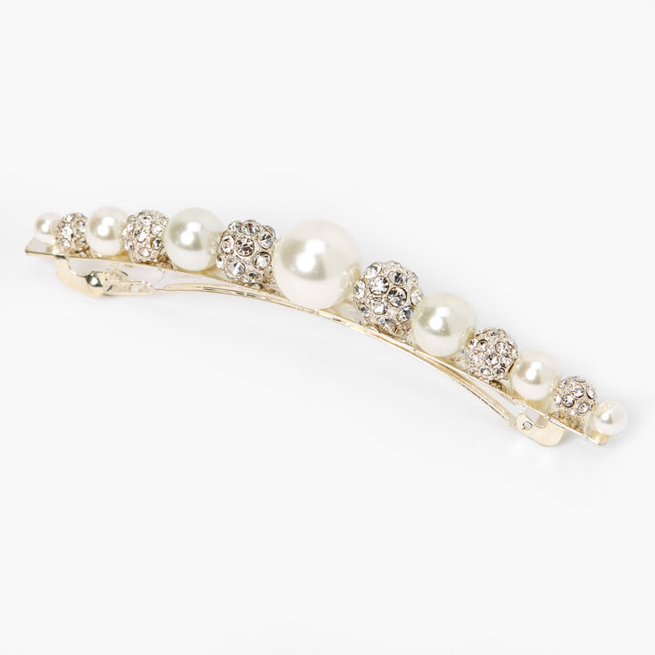 Claire's Barrette à perles d’imitation et strass couleur argentée