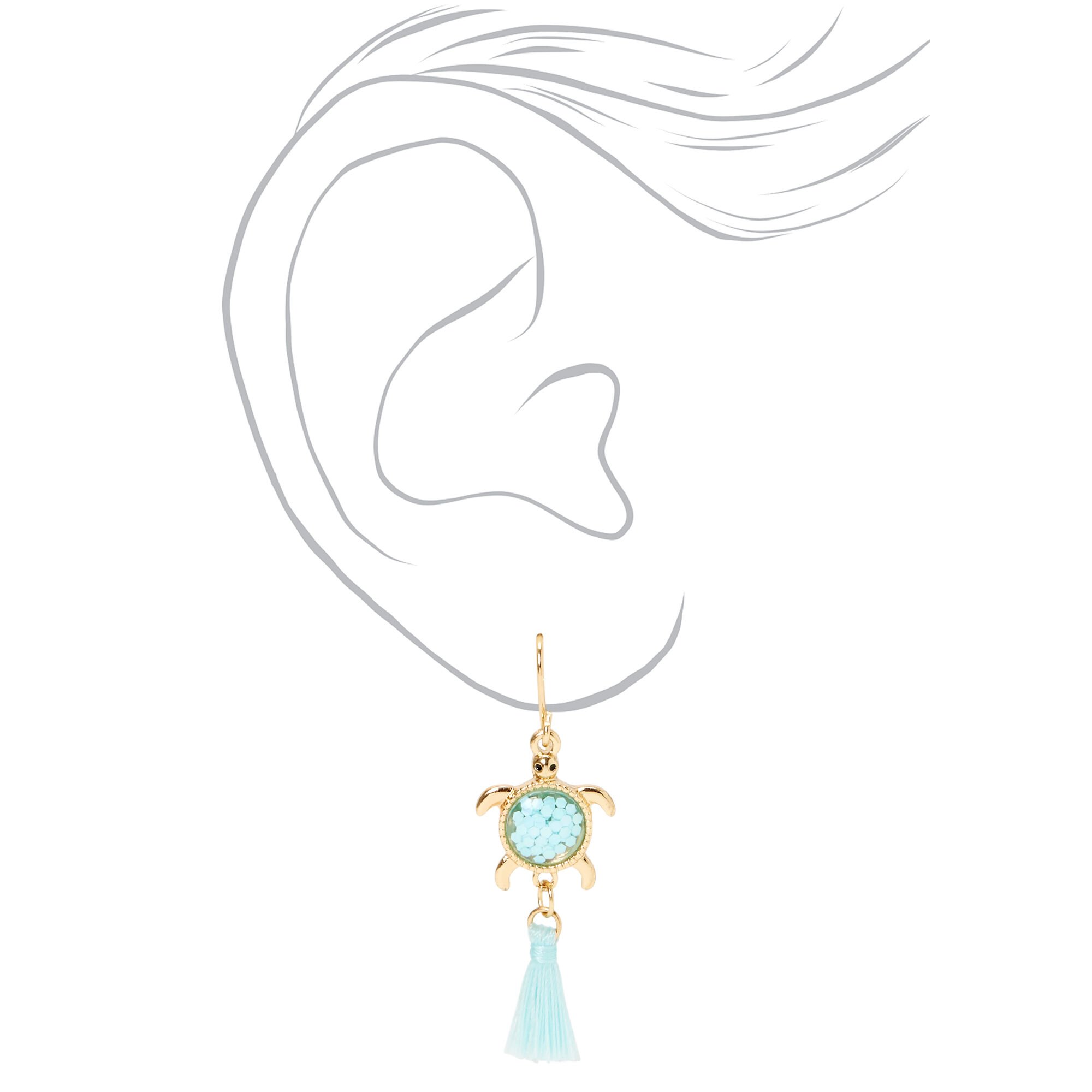 Turquoise Turtle Tassel 1.5" Drop Earrings,