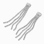 Silver Crystal 2.5&quot; Fringe Drop Earrings,