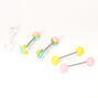 Piercings de langue halt&egrave;re 1,6&nbsp;mm sorbet pastel - Lot de 5,