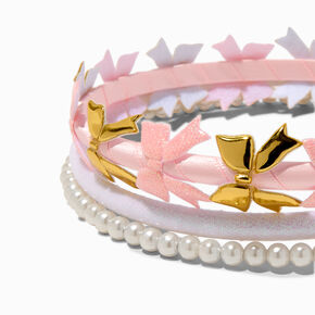Claire&#39;s Club Pink &amp; Gold Bow Headbands - 3 Pack,