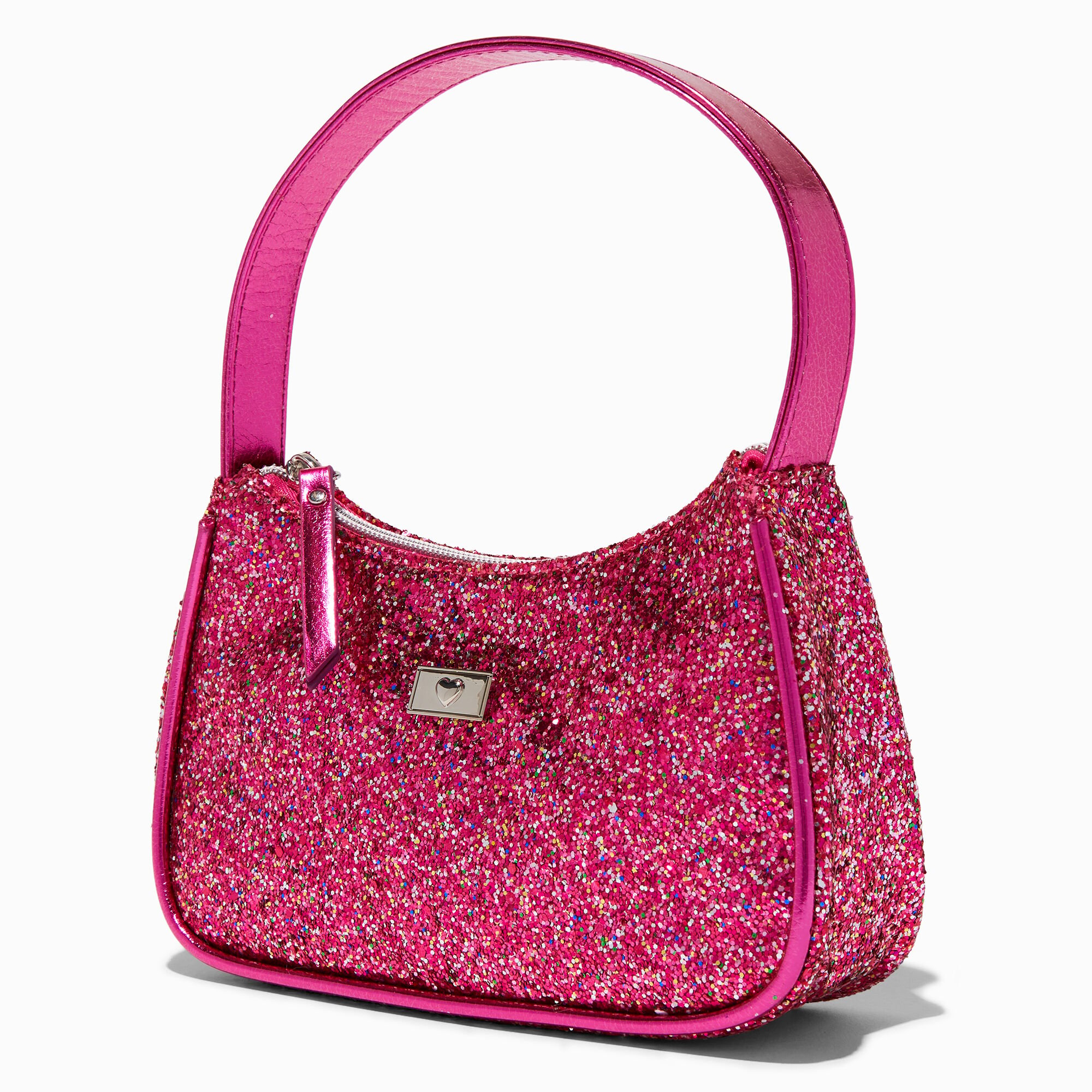 View Claires Glitter Shoulder Bag Pink information