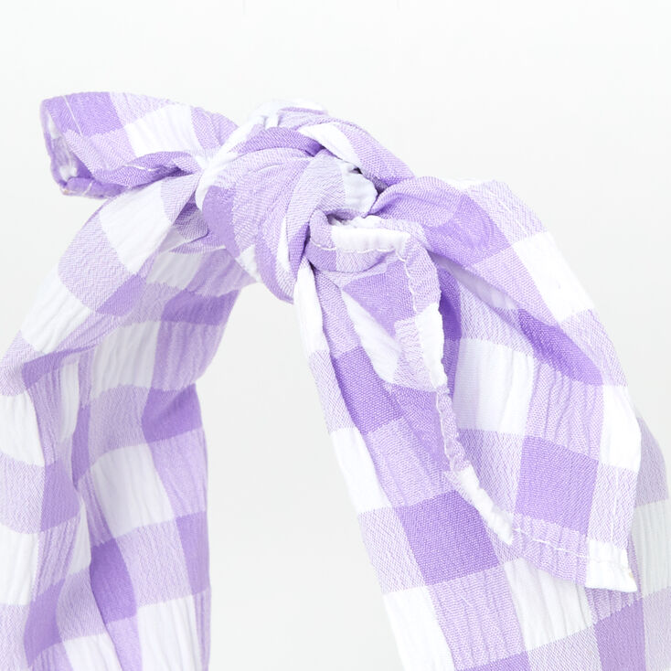 Purple Gingham Knotted Headband,