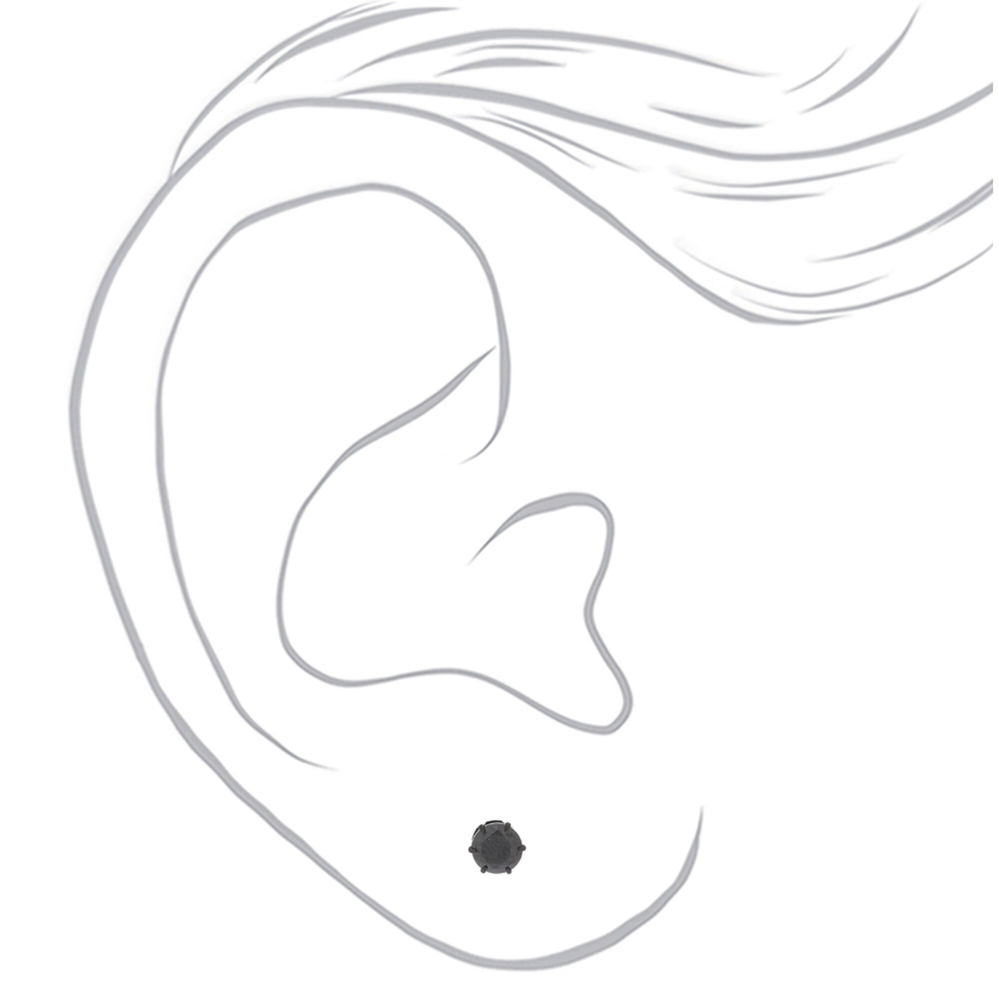 C LUXE by Claire's Black Titanium Cubic Zirconia 5mm Round Stud Earrings,