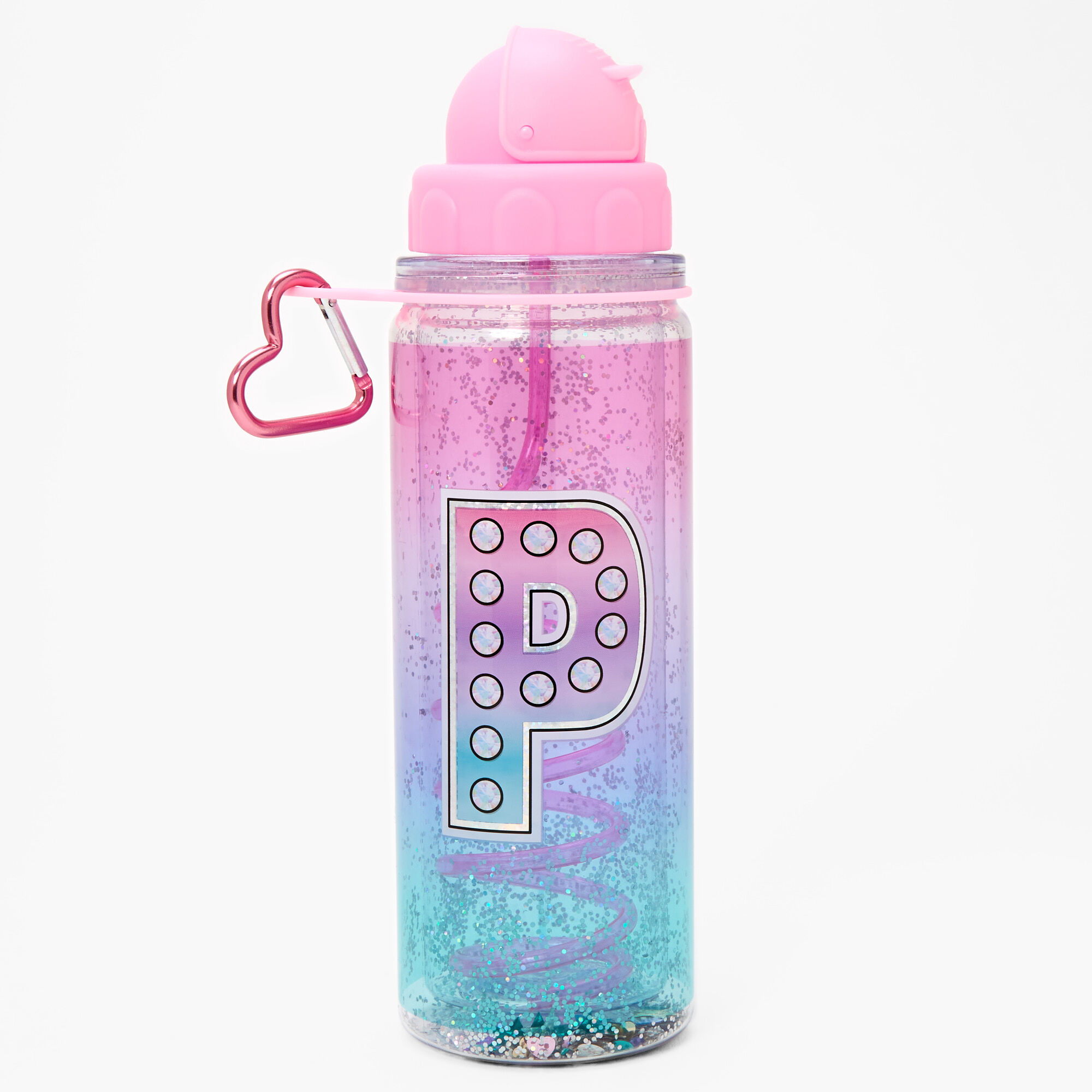 Initial Water Bottle - Pink, P,