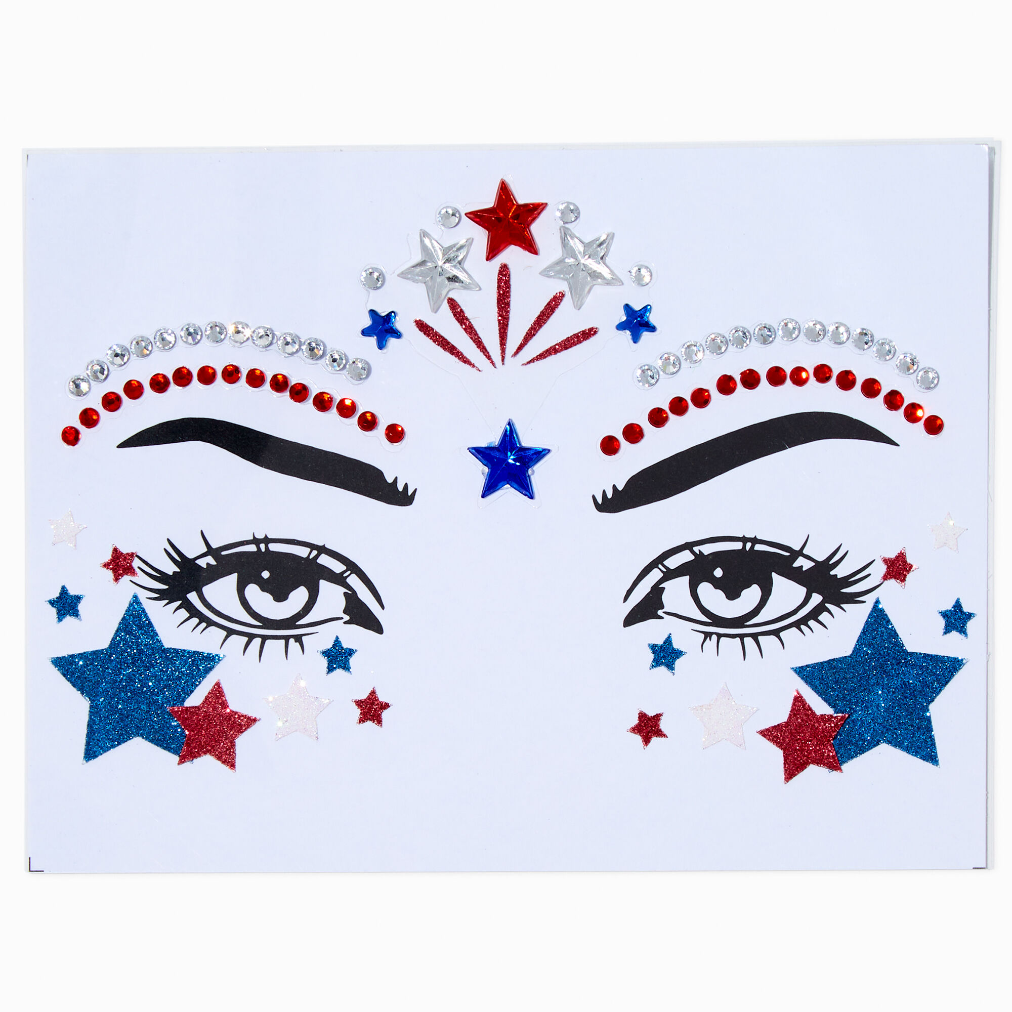 Red, White, & Blue Star Face Stickers,