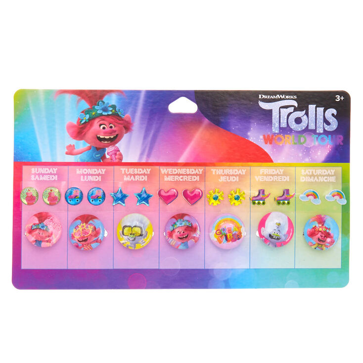 Bagues et boucles d&#39;oreilles autocollantes Les Trolls 2&nbsp;: Tourn&eacute;e mondiale - Lot de 7,