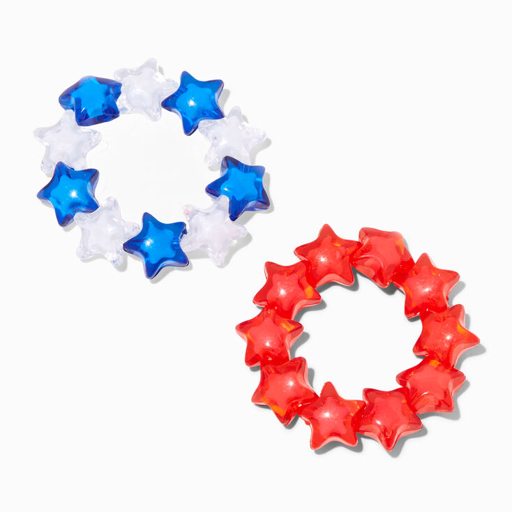 Red, White, &amp; Blue Chunky Stars Stretch Bracelets - 2 Pack,