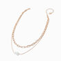 Collier multi-rangs perle d&#39;imitation couleur dor&eacute;e,