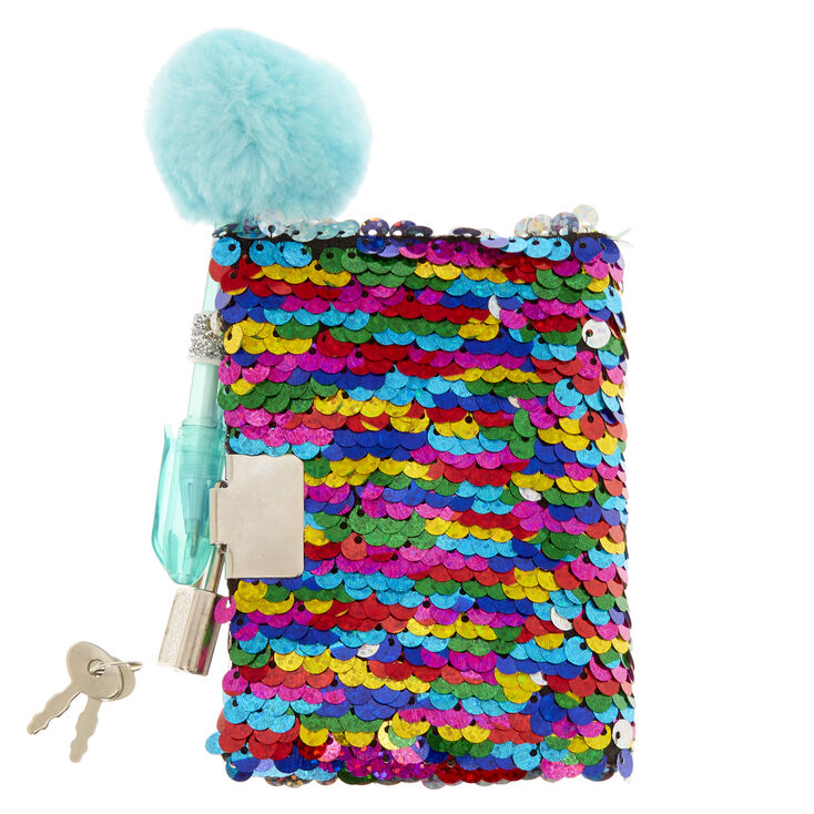 Claire&#39;s Club Rainbow Reversible Sequin Notebook,