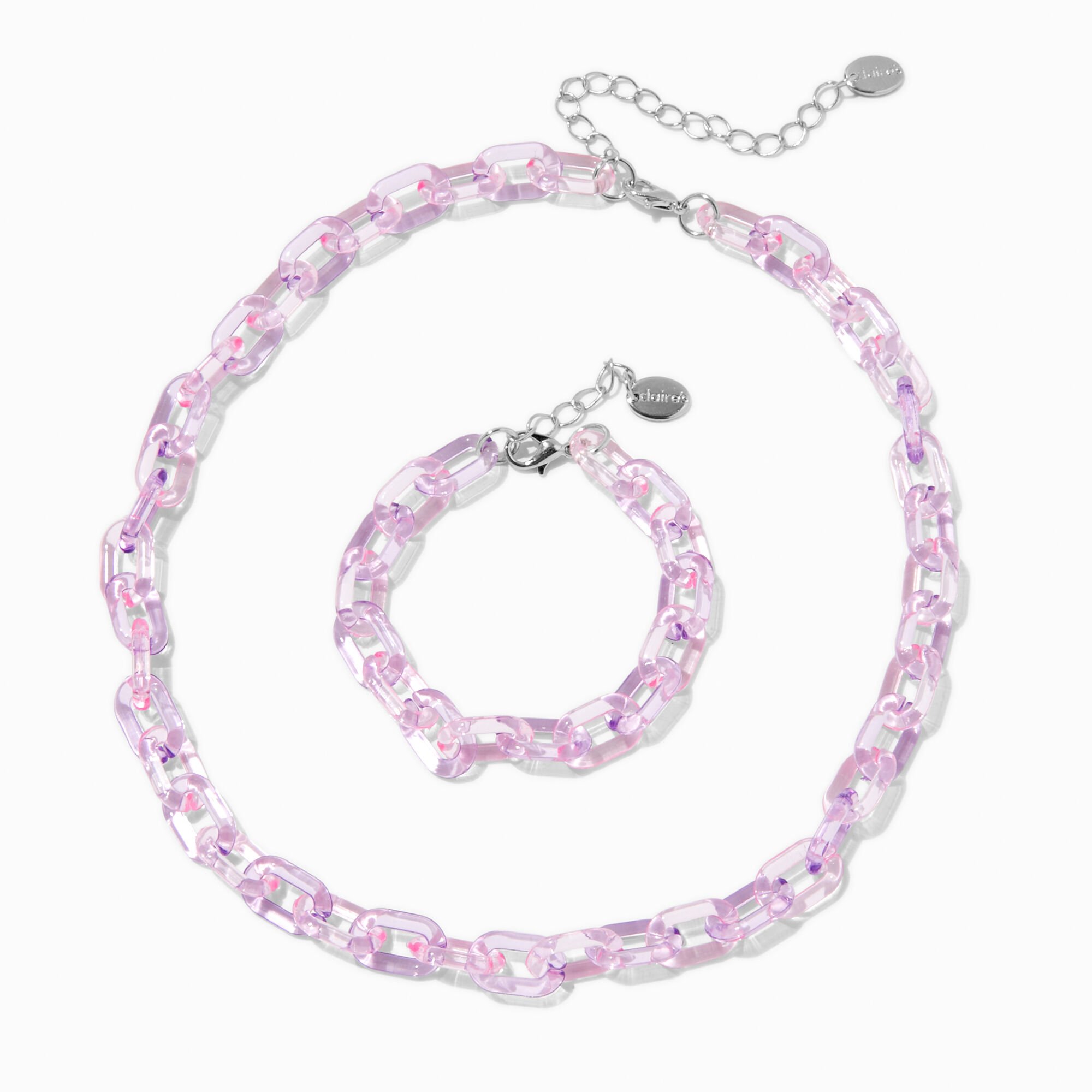 Claire's Club Purple Acrylic Chunky Chainlink Jewellery Set - 2 Pack,