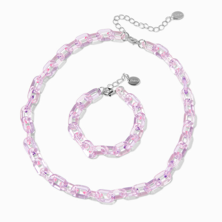 Claire&#39;s Club Purple Acrylic Chunky Chainlink Jewelry Set - 2 Pack,