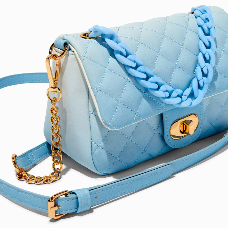 Blue Ombr&eacute; Quilted Crossbody Bag,