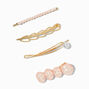 Pink Stone &amp; Pearl Hair Pins - 4 Pack,
