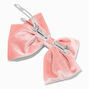 Blush Pink Velvet Pearl Trim Hair Bow Clip,
