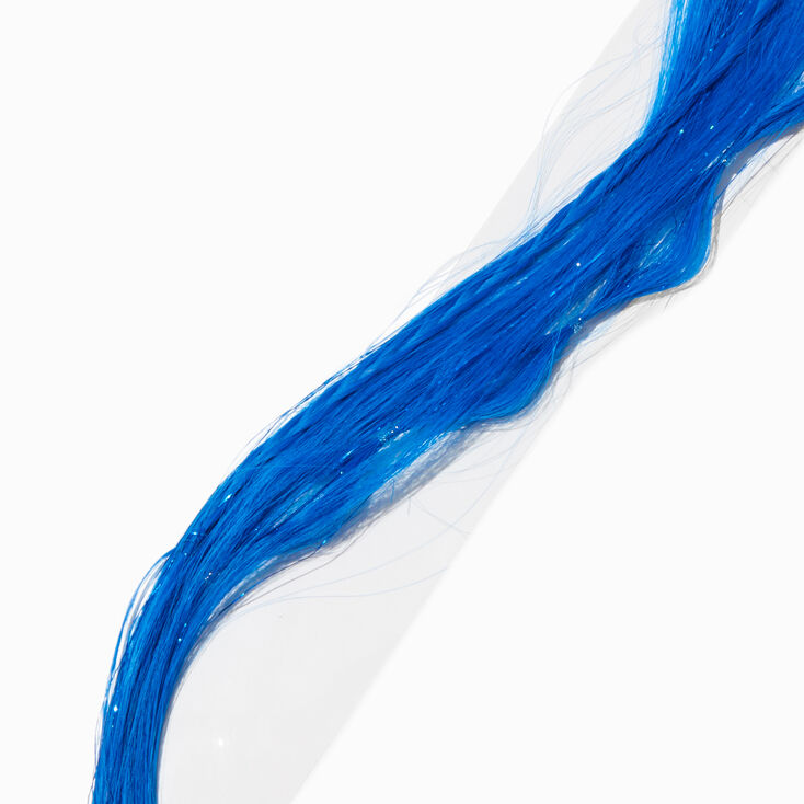 Barrettes avec extensions de cheveux synth&eacute;tiques avec m&egrave;ches bleu fonc&eacute; - Lot de 2,
