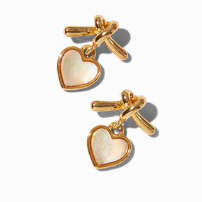 Gold-tone Knot Heart Dangler Earrings ,