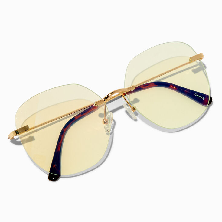 Lunettes rondes &agrave; verres transparents et bordure verte avec r&eacute;duction de la lumi&egrave;re bleue,