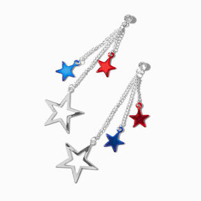 Stars &amp; Stripes Triple Star Linear Drop Earrings,