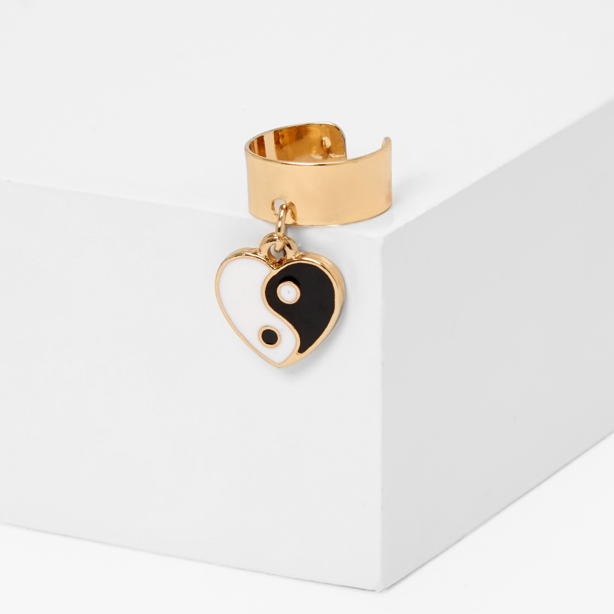 View Claires GoldTone Yin Yang Heart Charm Ear Cuff White information