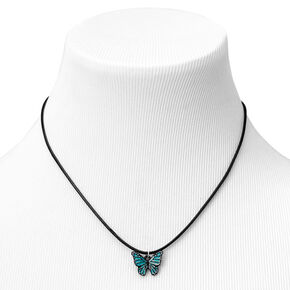 Glitter Butterfly Pendant Cord Necklace,